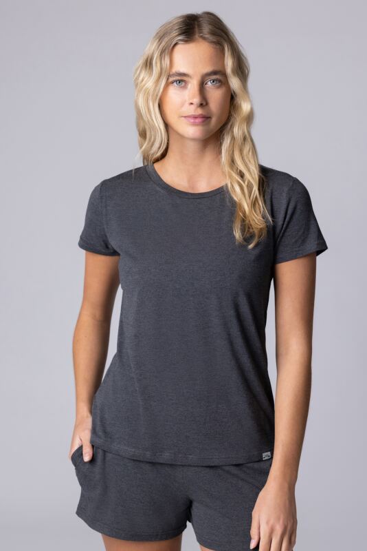 Women's 1 Pack Lazy Panda Bamboo Loungewear Selection T-Shirt Charcoal UK 16