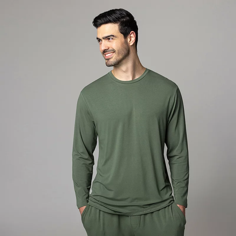 Mens 1 Pack Lazy Panda Bamboo Loungewear Selection Long Sleeved Top