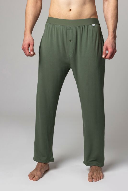 Mens 1 Pack Lazy Panda Bamboo Loungewear Selection Classic Bottoms Olive Green Small