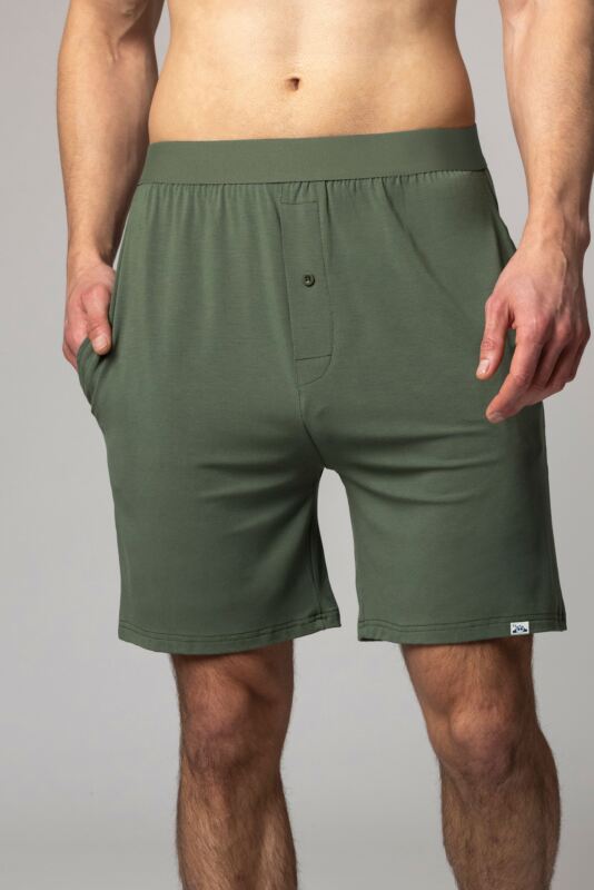 Mens 1 Pack Lazy Panda Bamboo Loungewear Selection Shorts Olive Green Extra Large