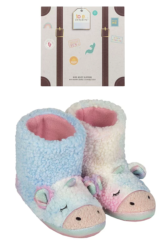Kids 1 Pair Totes Boot Slippers with Grip Unicorn 9-10 Kids