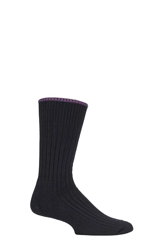Mens & Ladies 1 Pair Glenmuir Cotton Cushioned Golf Socks In 10 Colours Black / Purple L