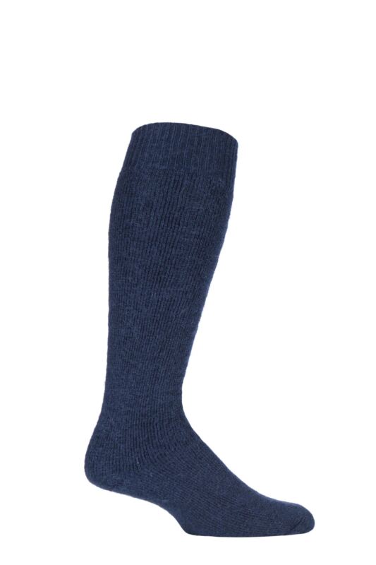 Mens and Women's 1 Pair SOCKSHOP of London Mohair Knee High Socks With Cushioning Navy 11-13