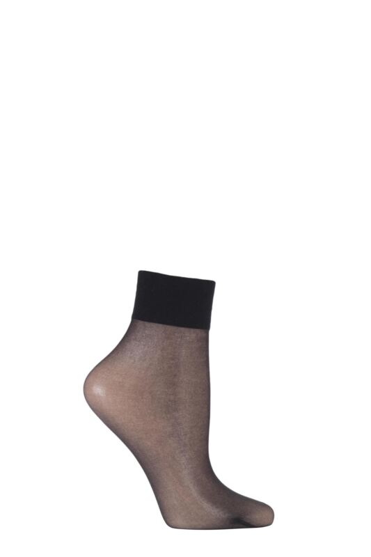 Women's 1 Pair Falke Shelina 12 Denier Ultra Transparent Ankle Highs With Shimmer Black 35-38