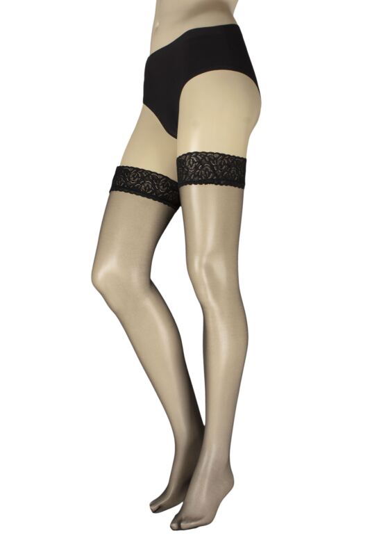 Women's 1 Pair Falke Shelina 12 Denier Ultra Transparent Hold Ups With Shimmer