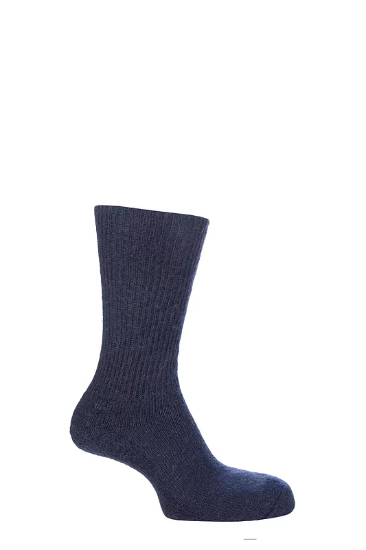 Mens & Ladies 1 Pair SockShop of London Mohair Ribbed Boot Socks With Cushioning In 3 Colours Navy 4-7