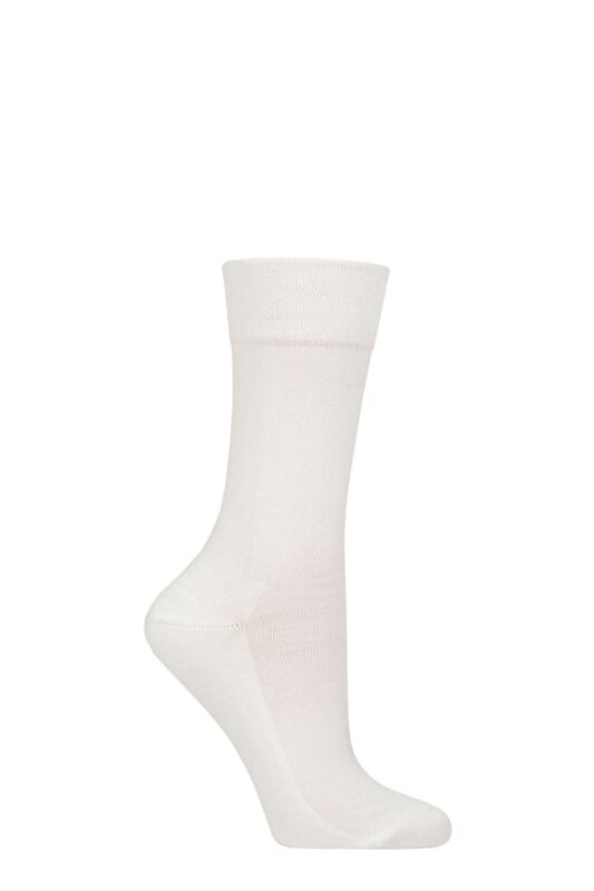 Women's 1 Pair Falke Sensitive London Left And Right Comfort Cuff Cotton Socks White 2.5-5 Women's