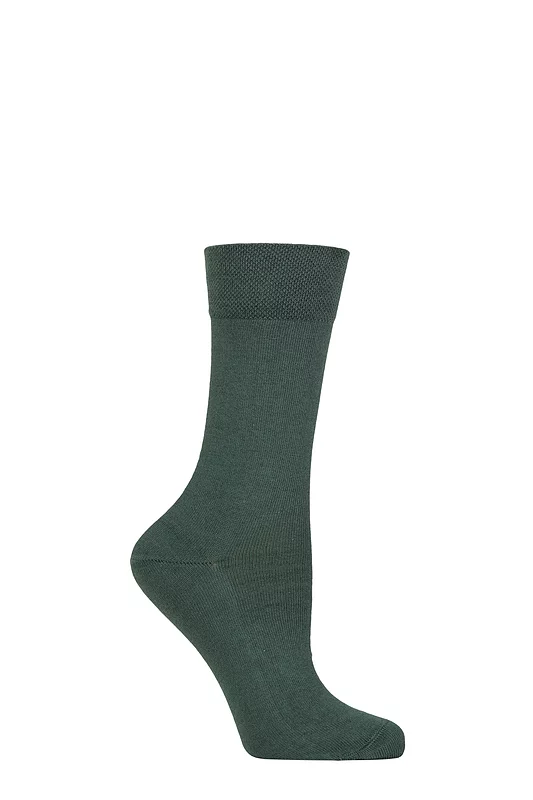 Women's 1 Pair Falke Sensitive London Left And Right Comfort Cuff Cotton Socks Pine Grove 2.5-5 Women's