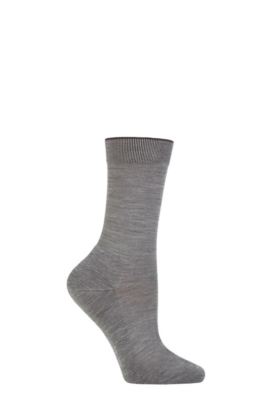 Women's 1 Pair Falke Climawool Recycled Yarn Socks Light Grey 5.5-6.5 Ladies
