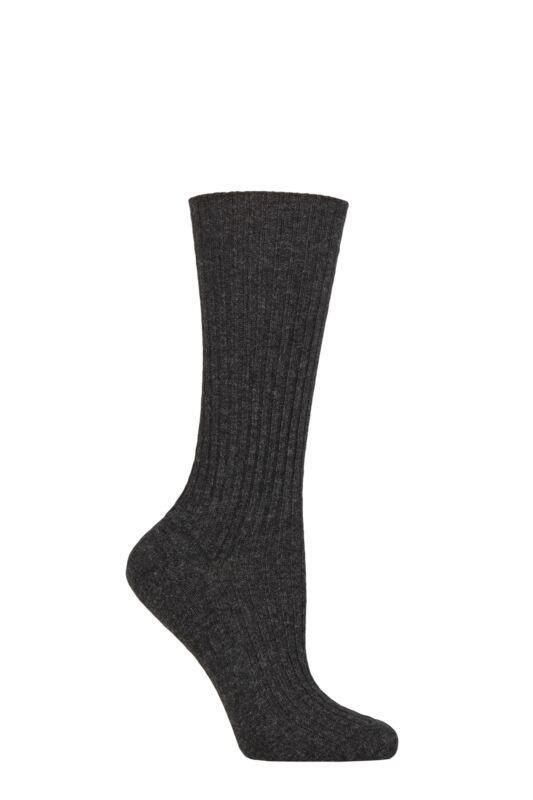 Women's 1 Pair Falke Cosy Wool and Cashmere Boot Socks Anthracite 2.5-5 Ladies