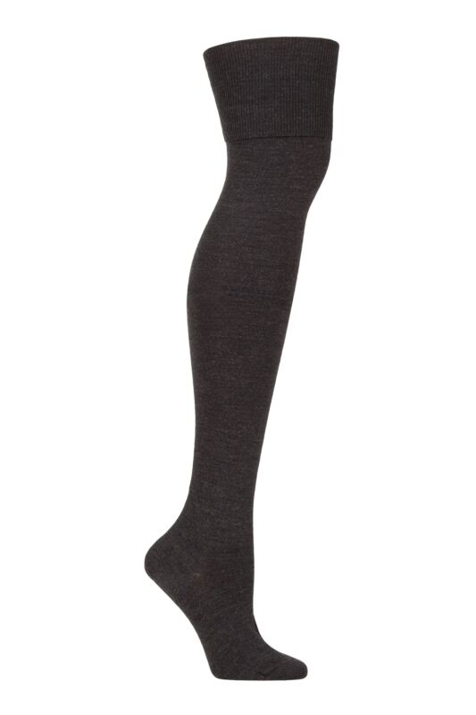 Women's 1 Pair Falke Soft Merino Wool Over the Knee Socks Anthracite 4-5 Ladies