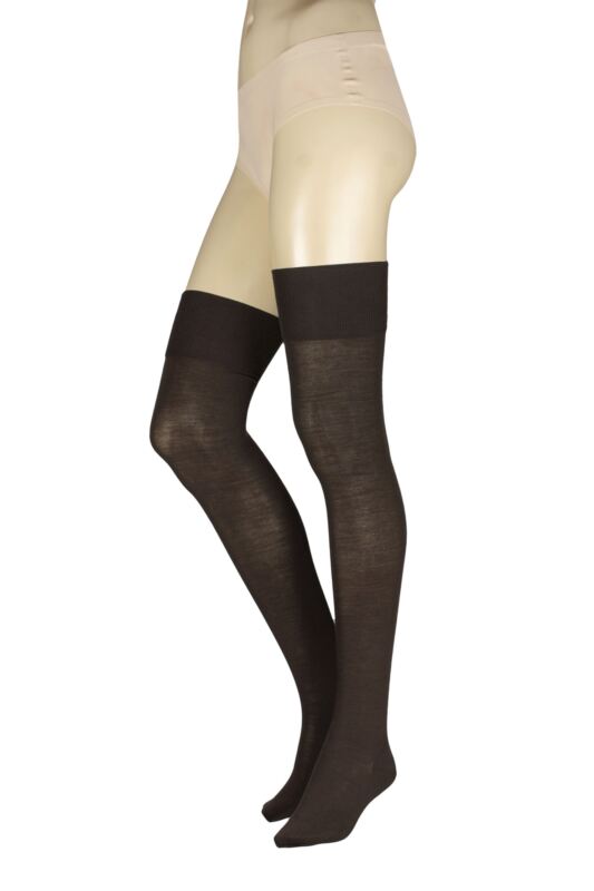 Women's 1 Pair Falke Soft Merino Wool Over the Knee Socks Dark Brown 7-8 Women's