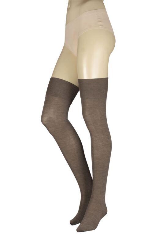 Women's 1 Pair Falke Soft Merino Wool Over the Knee Socks Pebble 7-8 Women's