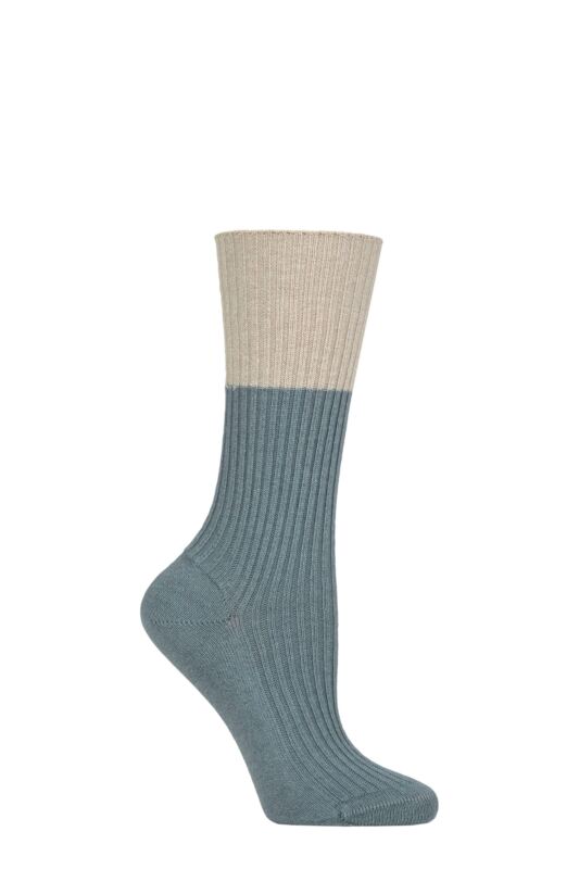 Women's 1 Pair Falke Cosy Wool Special Edition Striped Cuff Socks Monument 2.5-5 Women's