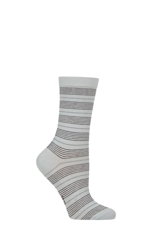 Women's 1 Pair Falke Stripe Uniform Cotton Socks Light Blue 35-38