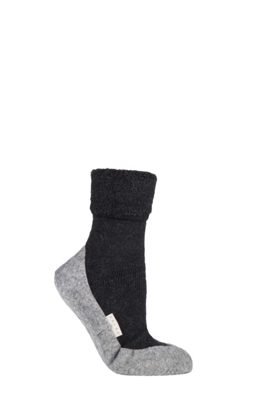 Women's 1 Pair Falke CosyShoe Slipper House Socks Black 7-8 Ladies