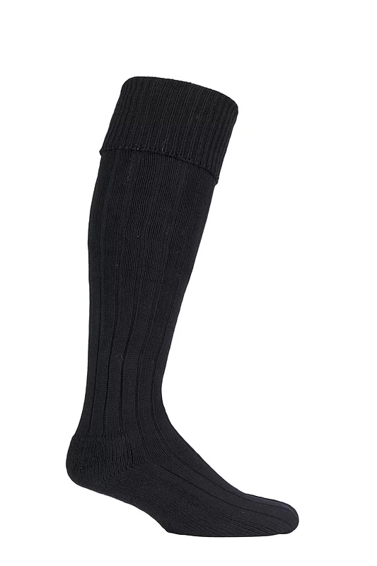 Mens 1 Pair Glenmuir Birkdale Cotton Cushioned Knee High Golf Socks Black 12-14