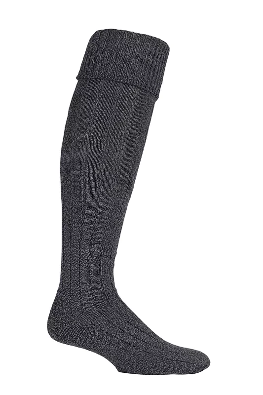 Mens 1 Pair Glenmuir Birkdale Cotton Cushioned Knee High Golf Socks Charcoal 12-14