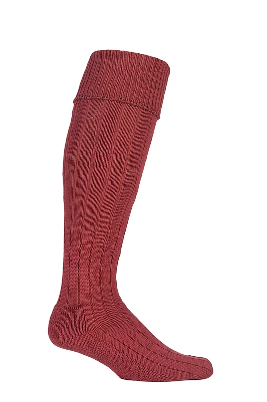 Mens 1 Pair Glenmuir Birkdale Cotton Cushioned Knee High Golf Socks Terracotta 12-14