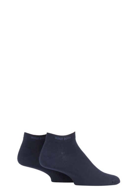 Mens 2 Pair BOSS Plain Cotton Sneaker Socks