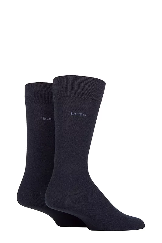 Mens 2 Pair BOSS Soft Cotton Plain Socks