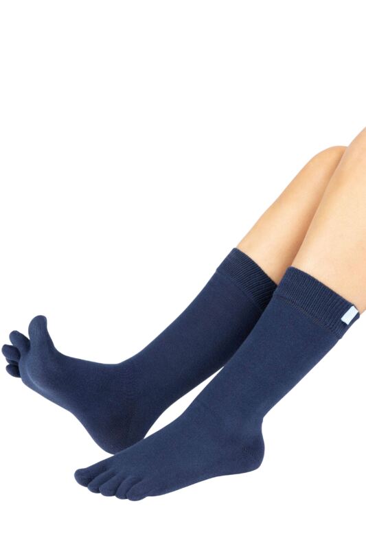 Mens and Women's 1 Pair TOETOE Essential Mid Calf Toe Socks Navy 4-11 UK