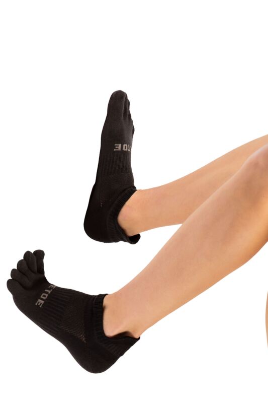 Mens and Women's 1 Pair TOETOE Sport Range Running Trainer Toe Socks Black 6-8.5 UK