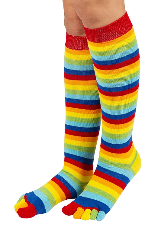 Mens and Women's 1 Pair TOETOE Essential Knee High Toe Socks Rainbow 4-11 UK