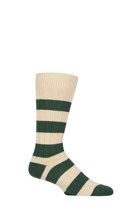 Mens 1 Pair Pantherella Selsey Striped Ribbed Leisure Socks
