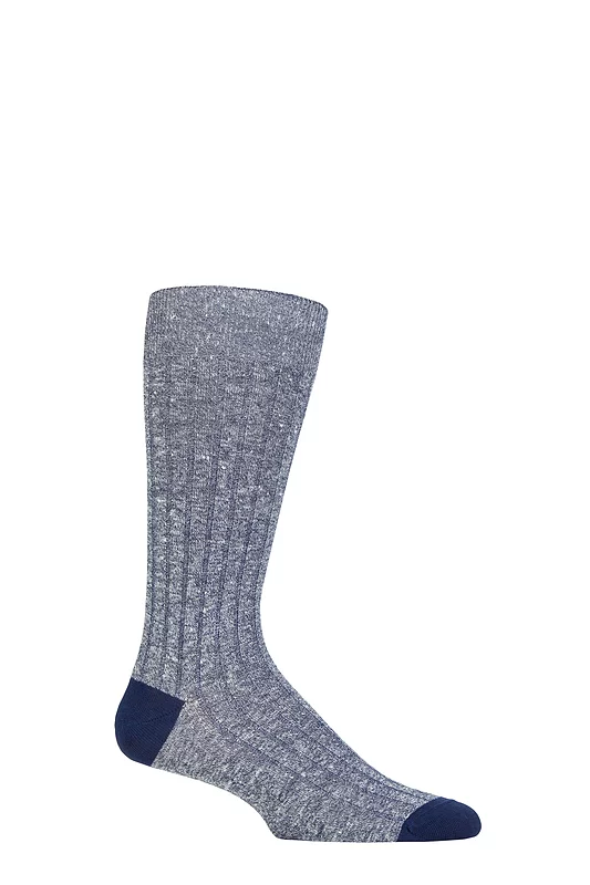 Mens 1 Pair Pantherella Hamada Cotton and Linen Blend Socks