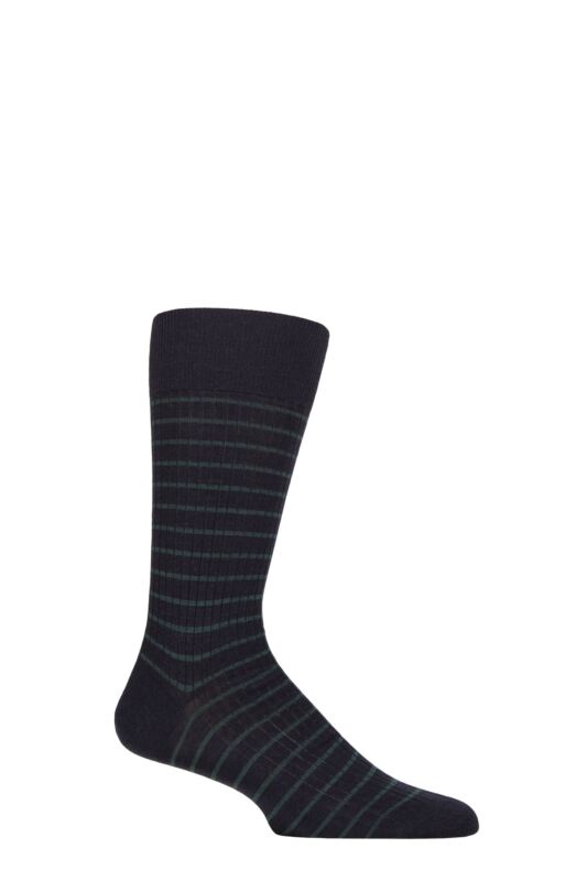 Mens 1 Pair Pantherella Worthington Striped Merino Wool Socks