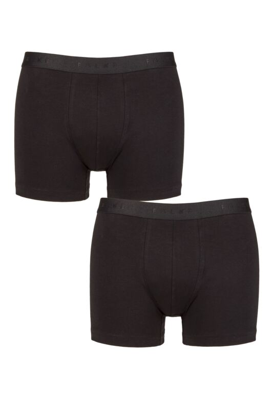 Mens 2 Pack Falke Daily Comfort Cotton Boxer Briefs Black Extra Large