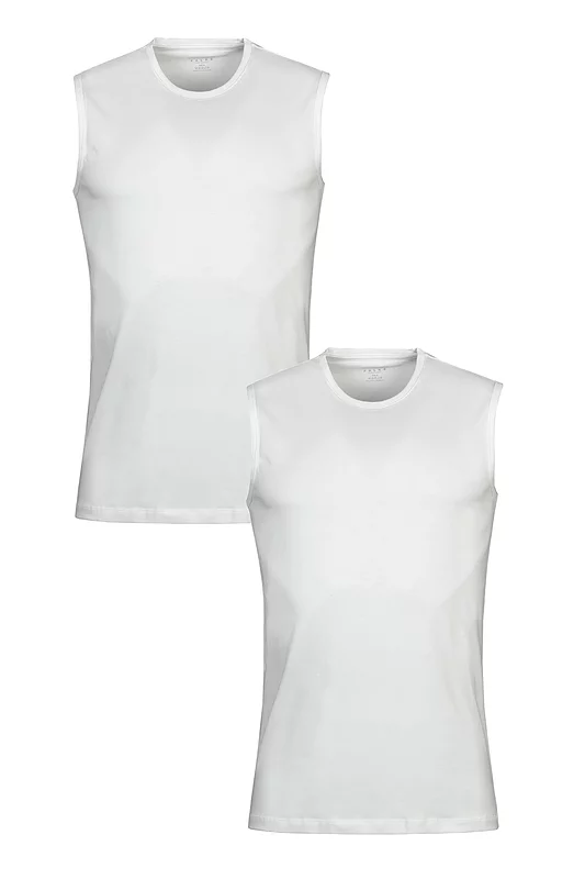 Mens 2 Pack Falke Daily Comfort Cotton Muscle Shirt White Extra Large