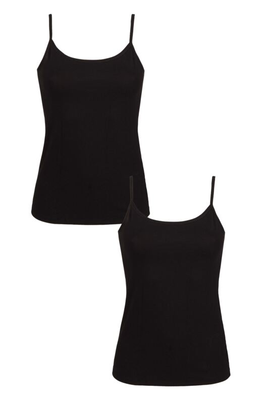 Women's 2 Pack Falke Daily Comfort Cotton Vest Top Black Medium