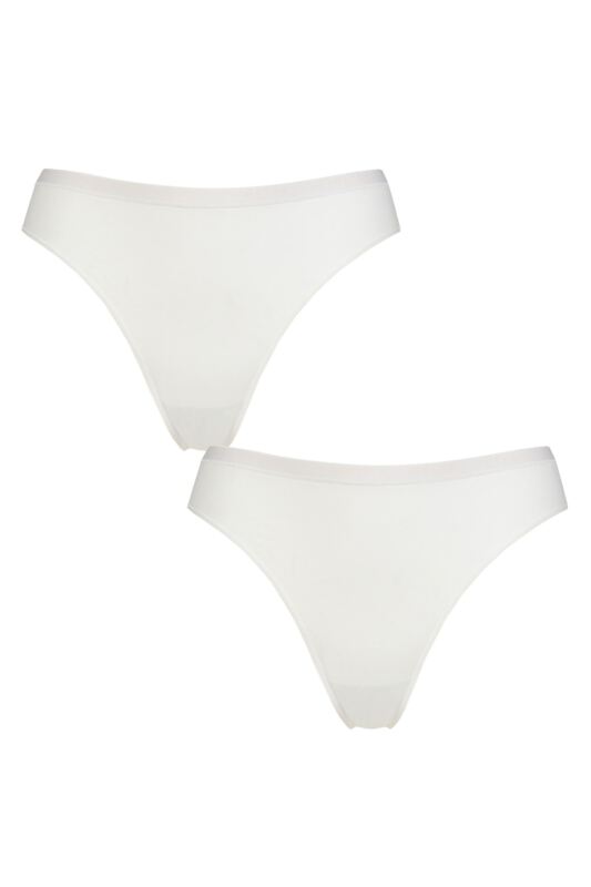 Women's 2 Pack Falke Daily Comfort Cotton Thongs White Small