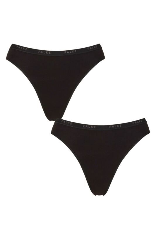 Women's 2 Pack Falke Daily Comfort Cotton Thongs Black Large