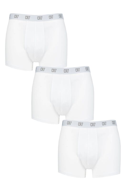 Mens 3 Pack CR7 Cotton Trunks White Large