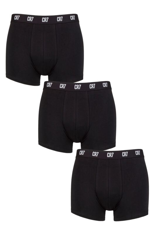 Mens 3 Pack CR7 Cotton Trunks Black Large