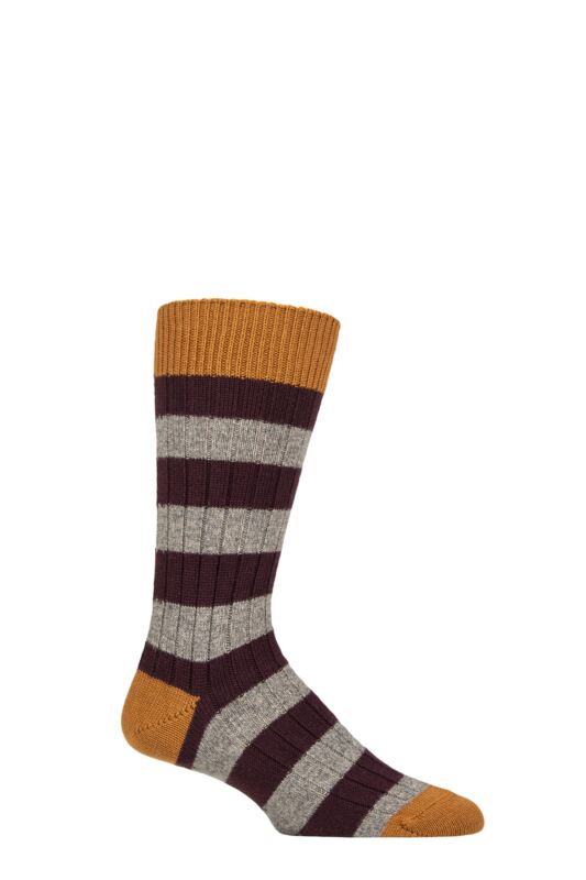 Men's 1 Pair Pantherella Barton Merino Wool Twist Stripe Leisure Socks