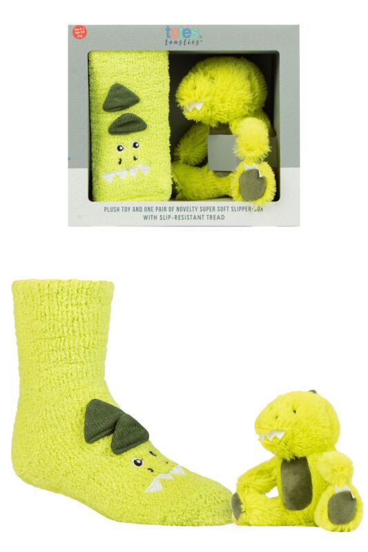 Boys and Girls 1 Pair Totes Super Soft Slipper Socks With Plush Toy