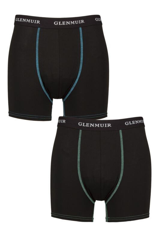 Mens 2 Pack Glenmuir Sports Performance Trunks Black M