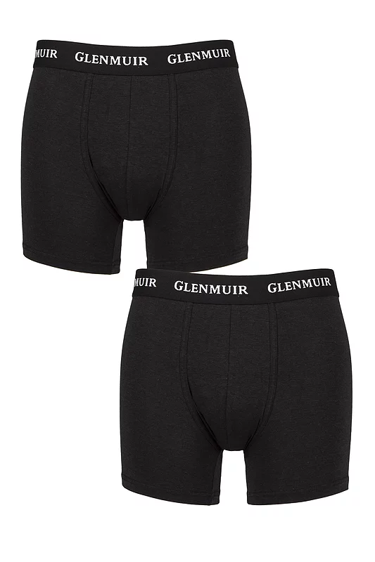 Mens 2 Pack Glenmuir Cotton and Bamboo Blend Long Leg Trunks