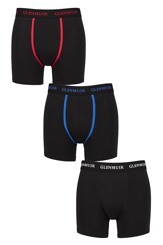 Mens 3 Pack Glenmuir Cotton and Bamboo Blend Long Leg Trunks