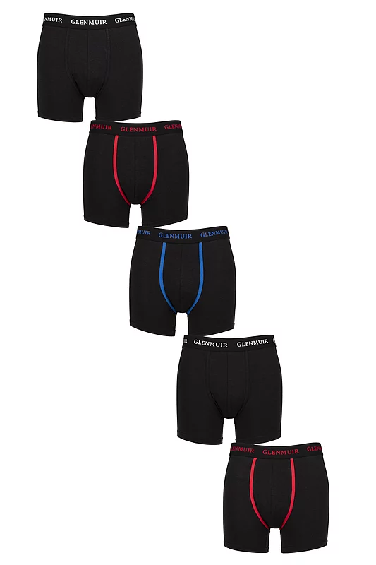 Mens 5 Pack Glenmuir Cotton and Bamboo Blend Boxers