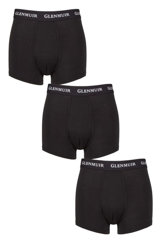 Mens 3 Pack Glenmuir 95% Modal Hipster Trunks