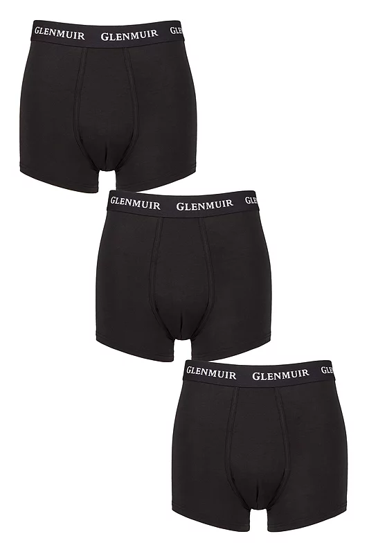Mens 3 Pack Glenmuir 95% Modal Hipster Trunks