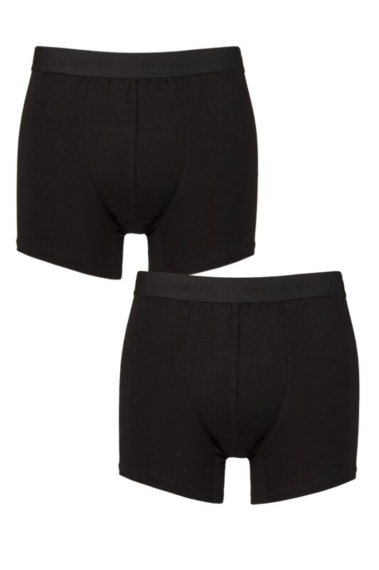 Mens 2 Pack Glenmuir Cotton and Modal Blend Trunks Black XL