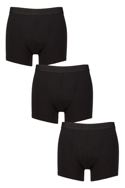 Mens 3 Pack Glenmuir Cotton and Modal Blend Trunks Black XL