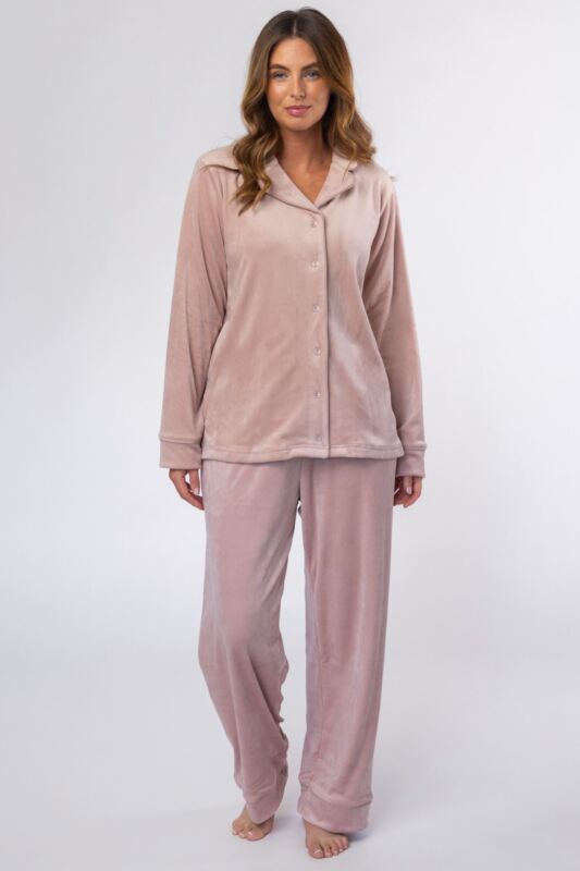 Women's 1 Pack Heat Holders Soul Warming Cosy Pyjama Set Dusky Pink M