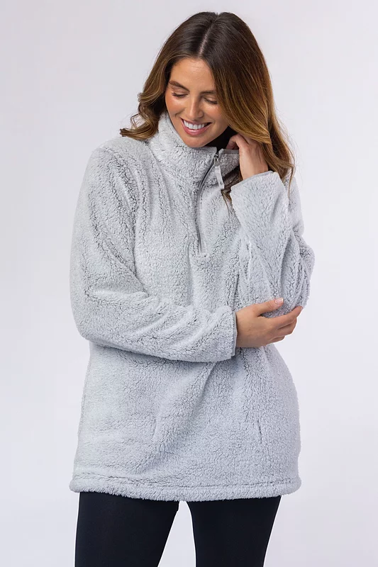 Women's 1 Pack Heat Holders Teddy Bear Quarter Zip Fleece Sweatshirt